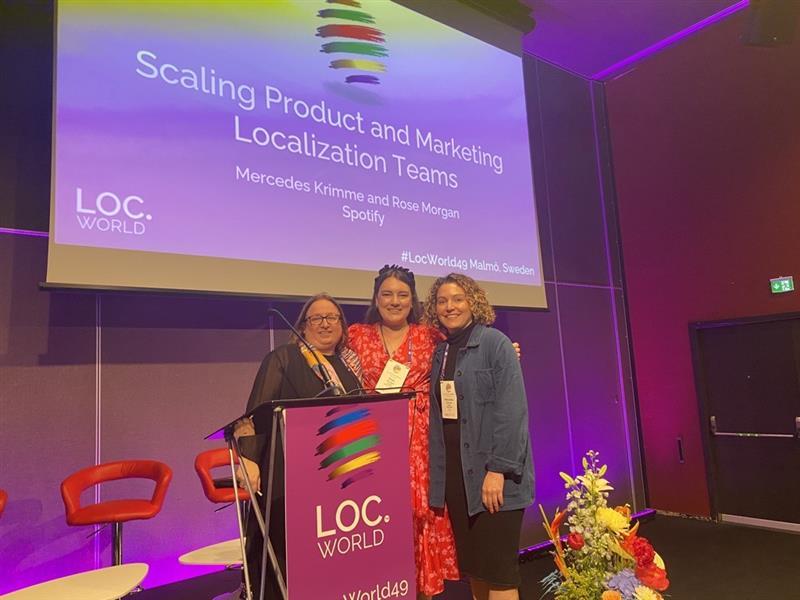 Gráinne Maycock hosting "Scaling Product and Marketing Localization Teams" with Spotify at LocWorld49, Malmo