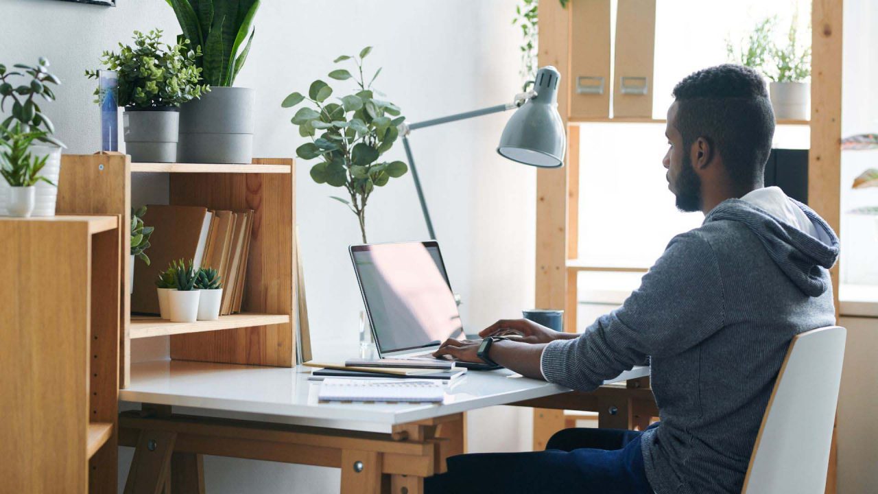 Woman on laptop at home