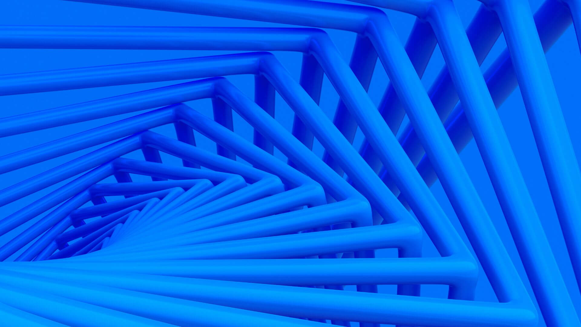 abstract blue shape with shifting and twisting spokes