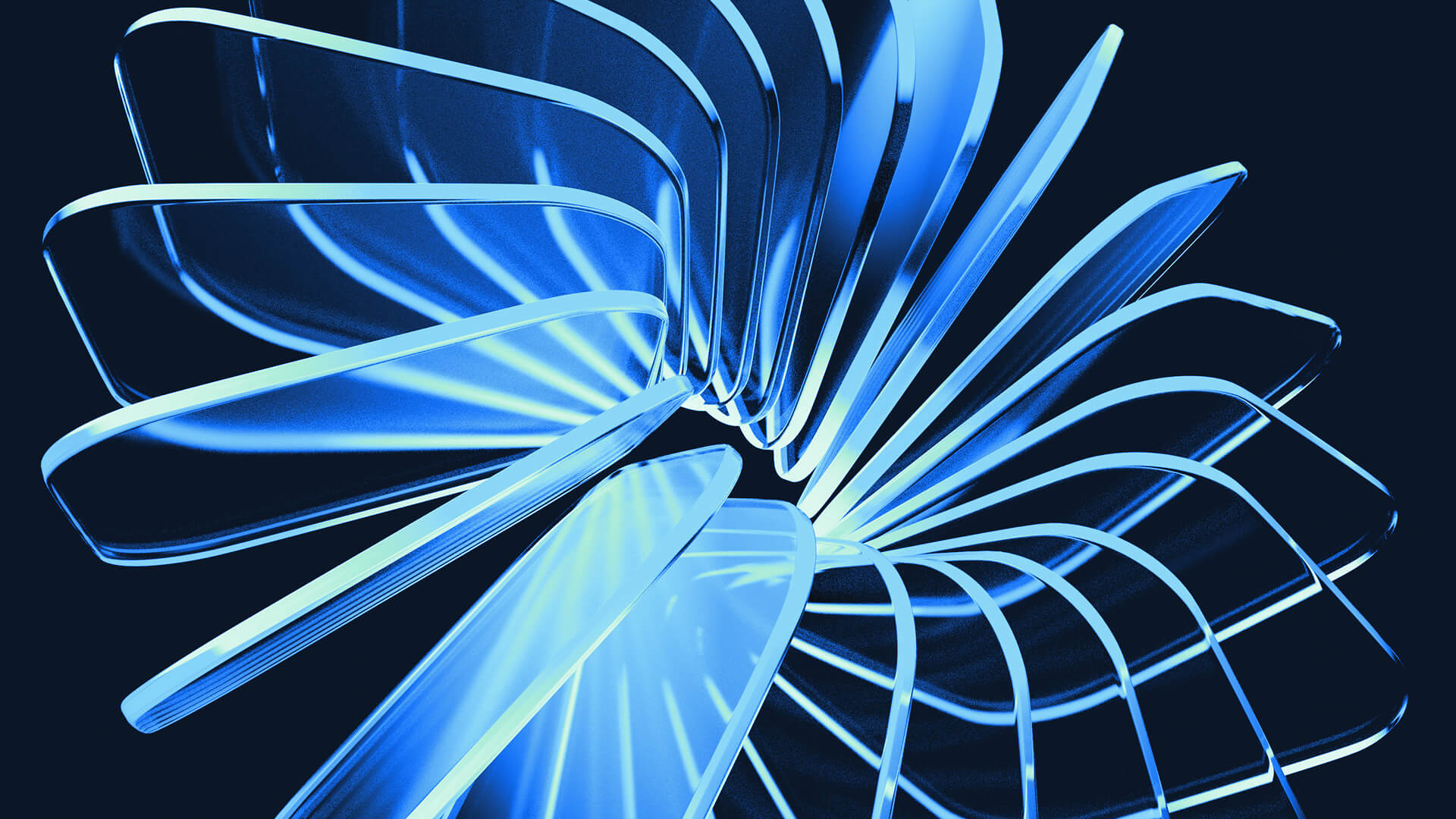 3d ai rendering of abstract blue shapes on dark background