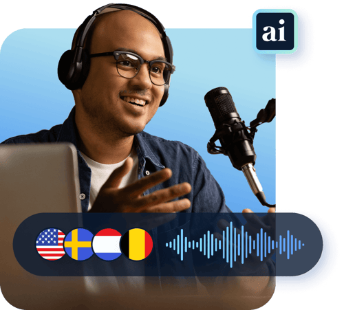 man recording and translating ai voiceovers man recording and translating ai voiceovers
