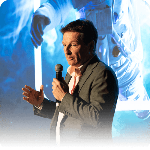 Bertrand Gstalder speaking about AI at event