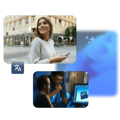collage concept of website translation for mobile and desktop users