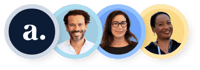 Acolad logo with portraits of employees avatars