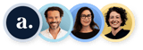 Logotipo da Acolad com retratos de avatares de funcionários