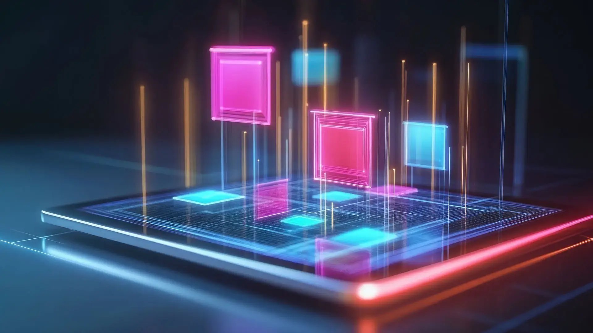 abstract-digital-technology-concept-with-glowing-neon-squares