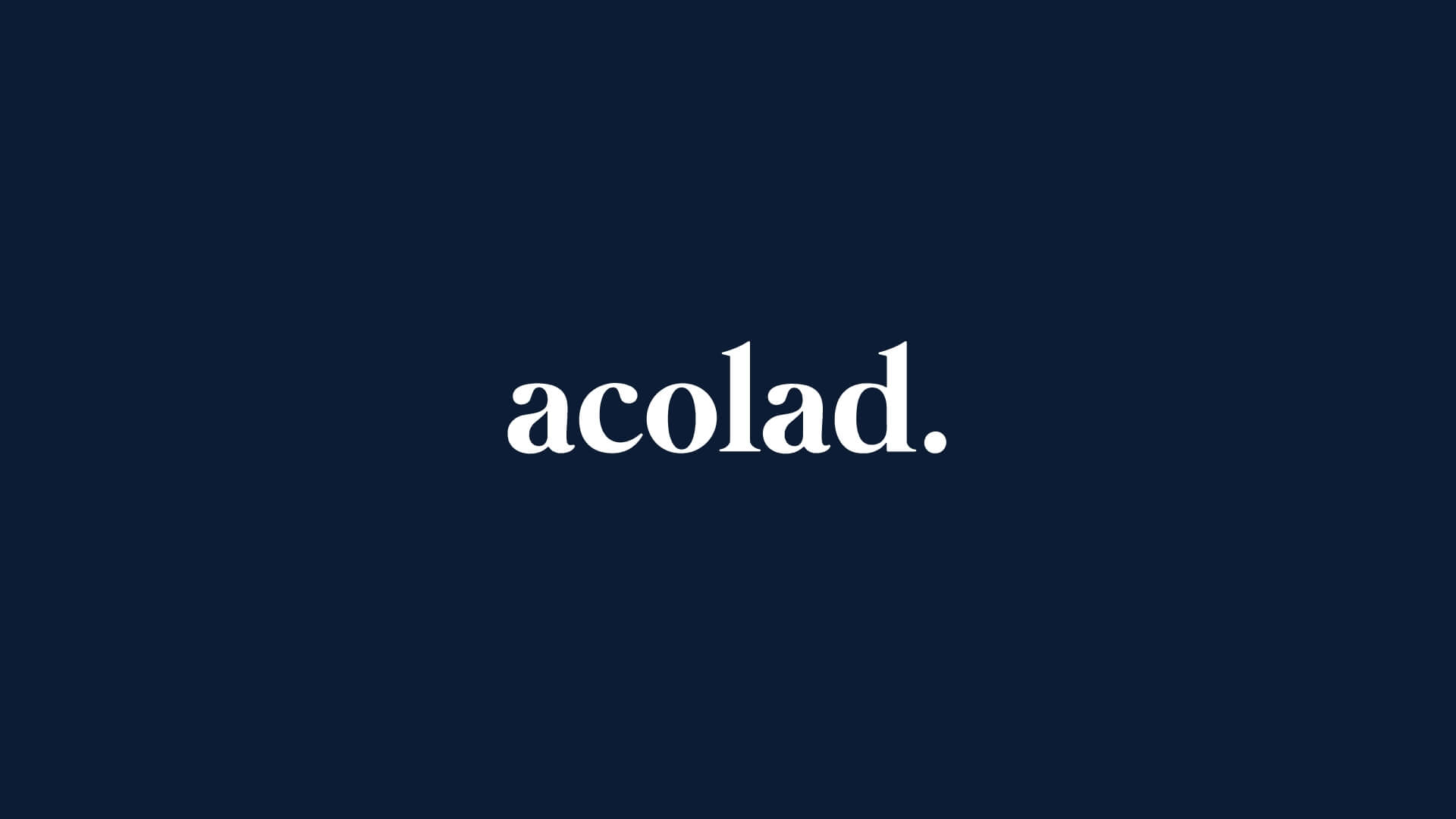 White Acolad logo on dark background