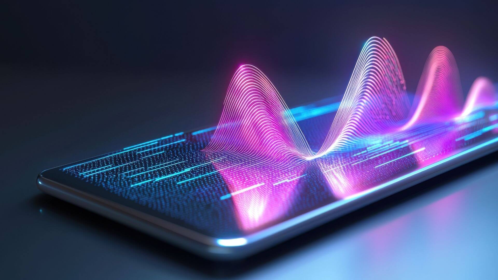 conceptual illustration of ai data flowing from mobile phone
