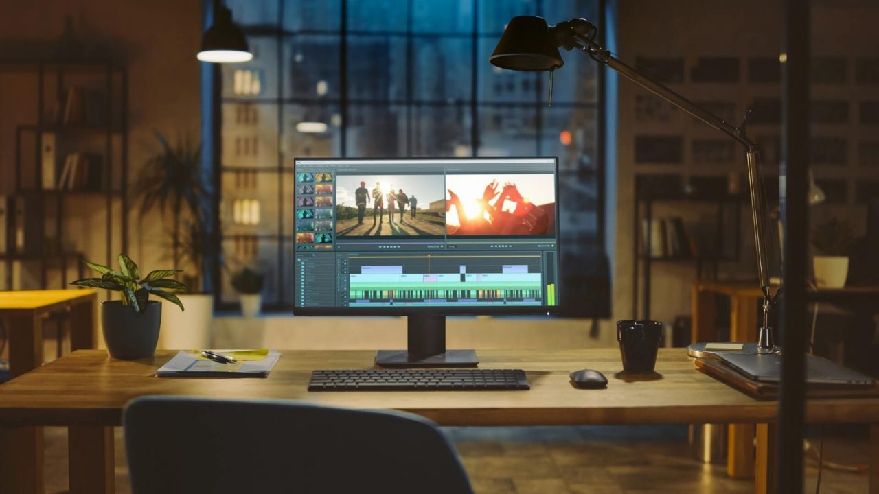 computer with video editing software