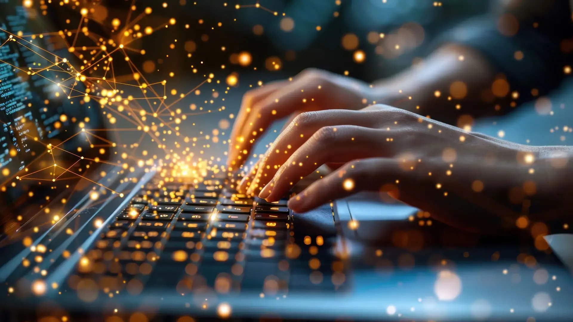 person-typing-keyboard-with-light-shining-them