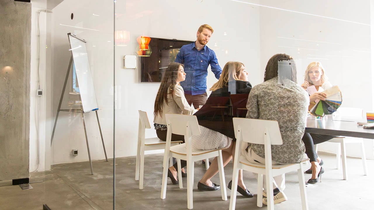 team in office meeting room