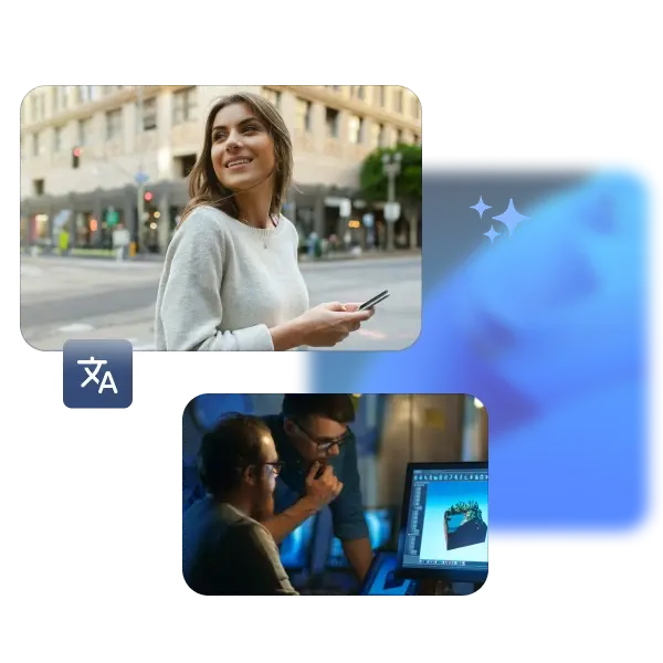 collage concept of website translation for mobile and desktop users