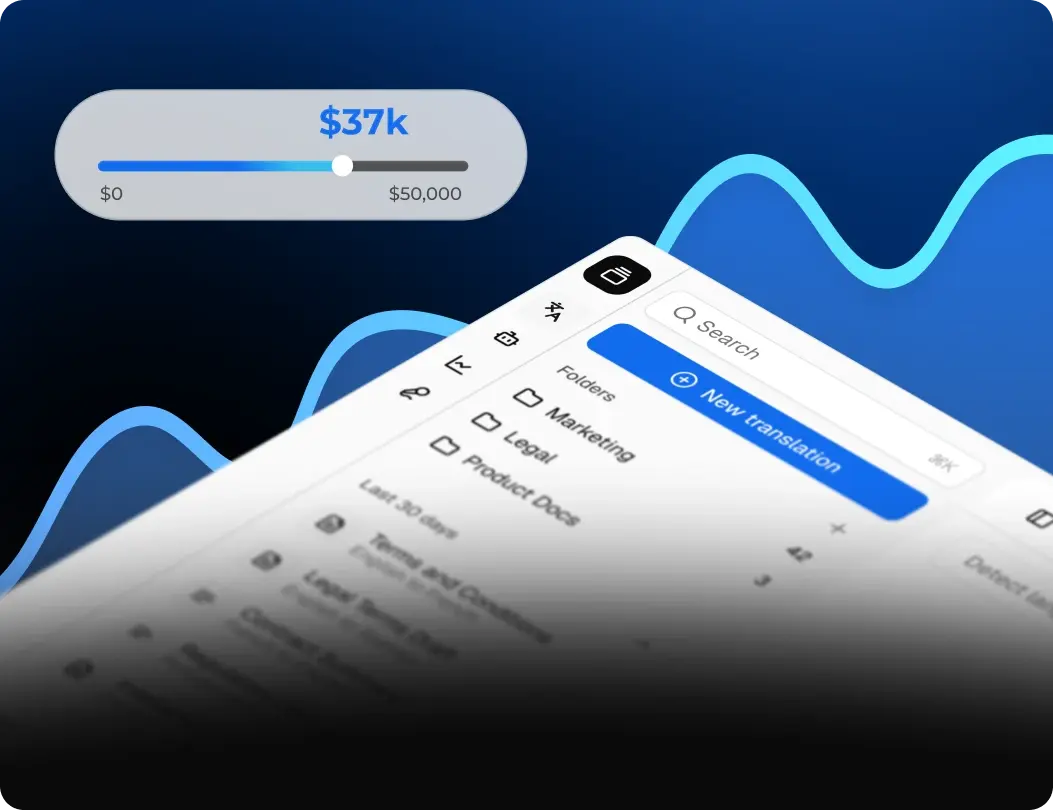 translation dashboard showing cost savings