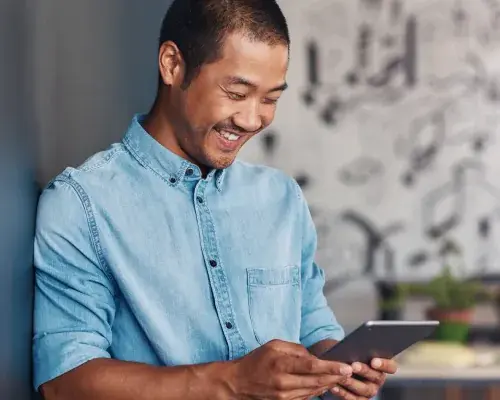 man on tablet