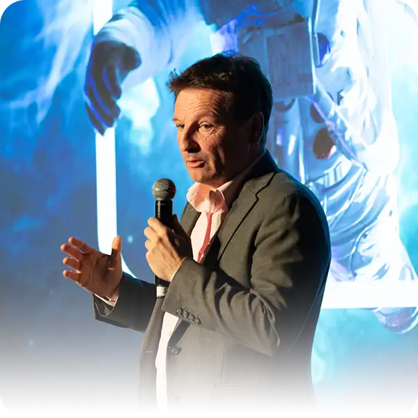 Bertrand Gstalder speaking about AI at event