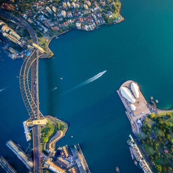 aerial view of harbor in big city aerial view of harbor in big city