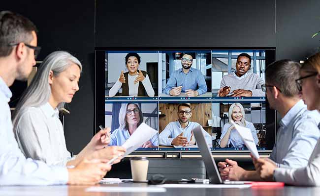 virtual meeting in office
