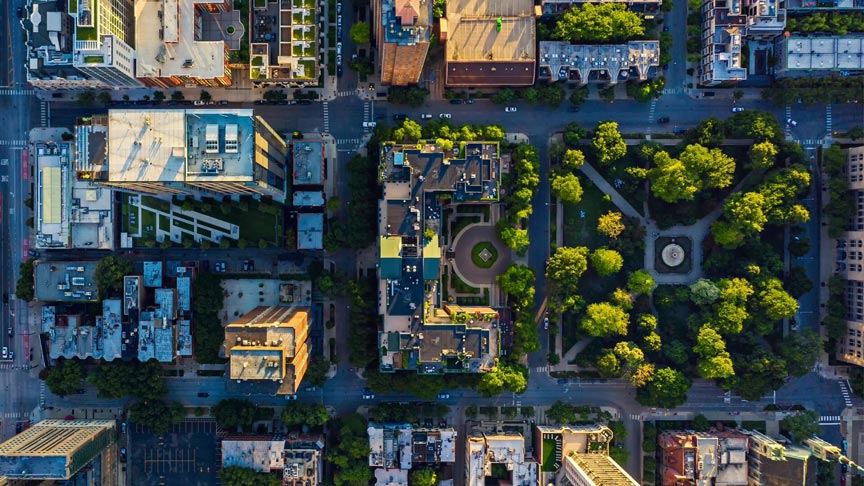 international city view overhead